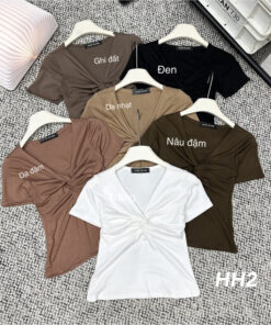 Áo Thun Cộc Tay Xoắn Ngực Ôm Body Siêu Đẹp, Sang Chảnh - SCXA248