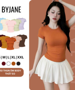 Áo Thun Nữ Thắt Eo Ôm Body BYJANE chất cotton trơn co dãn 4 chiều Women (Từ 39kg-65kg) BYJANE - 315