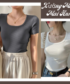 Áo Thun Tăm Cổ Vuông Nữ Áo Cổ U Ôm Gọn Tôn Dáng