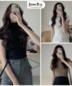 Áo Thun Tay Ngắn Cổ 3 Phân Dáng Ôm Chất Thun Tăm