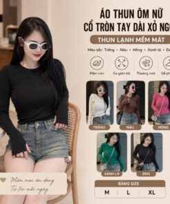 Áo Thun Tránh Nóng Ôm Nữ Cổ Tròn Tay Dài Xỏ Ngón Chất Tăm Lạnh Mặc Nhà Mặc Nhà Giá Rẻ Nhất Sale Tại Quynh Nhu Qnc