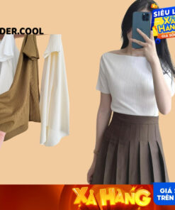 Áo phông trễ vai cổ thuyền tăm UNDERCOOL chất thun tăm thoáng mát, co dãn, dẽ phối đồ mùa hè ACT06