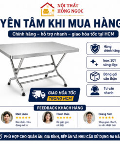 Bàn Inox Gấp Gọn Cao Cấp – Inox 201 Sáng Bóng – Bàn Xếp Tiện Lợi Đa Năng