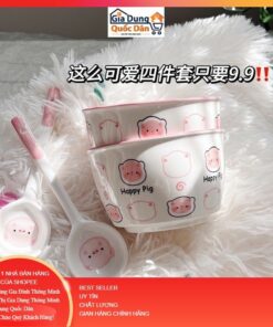 Bát Sứ 4 món Dễ Thương, cao cấp hàng loại 1 đóng gói hộp xốp mẫu mới