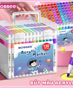 Bộ 12/24/36/48/60/80/120 Màu Acrylic Marker Bossee Ngòi Đầu Tròn, Bút Sơn Màu Tươi Sáng Không Lem