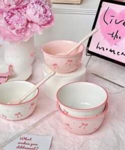Bộ 2 Bát Sứ Kèm 2 Thìa Mặt Cười, Bát Heo Hồng, Bát Cún, Bát Mèo Hàng Loại 1 Bát ăn dặm cho bé siêu đáng yêu