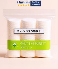 Bông Tẩy Trang GINZASIX Nhật Bản 100% Cotton, Bông Tẩy Trang 180 Miếng Tròn, Bông Tẩy Trang Miniso Miếng Tròn