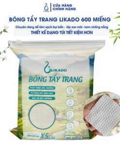 Bông tẩy trang Likado túi 600 miếng kích thước 6cmx5cm