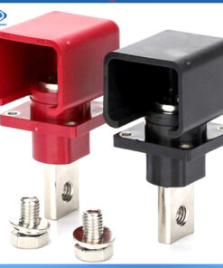 Cọc đồng cho thùng pin lithium 200A - 2 màu đỏ đen kèm đầu chụp nhựa hàng chuyên dụng