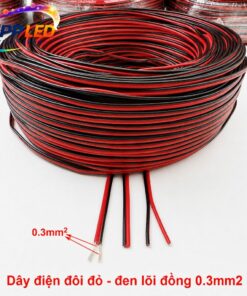 Combo 10m dây điện đôi 0.3 đỏ đen nối đèn led nội thất, dây loa công suất nhỏ..