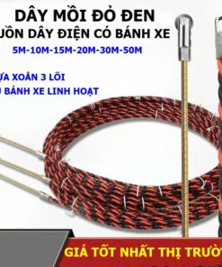 Dây Mồi Đỏ Đen Xoắn Luồn Dây Điện Có Bánh Xe 5m 10m 20m 30m 50m