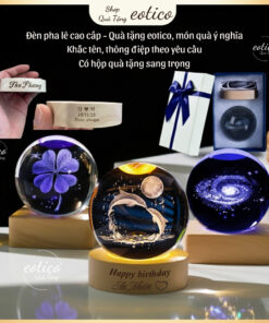 Đèn ngủ 3D quả cầu pha lê phát sáng nhiều màu, trang trí phòng ngủ, bàn làm việc - Quà Tặng eotico