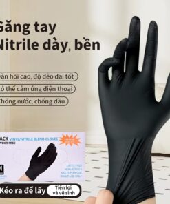 Găng tay cao su đen không bột nitrile/bao tay cao su đen nitrile ứng dụng đa ngành nghề