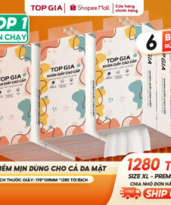 Giấy vệ sinh treo tường TopGia đa sắc đa năng từ bột giấy thiên nhiên, 1280tờ/4lớp