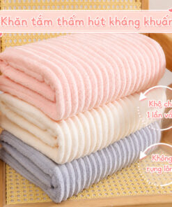 [HÀNG LOẠI 1] Khăn Tắm Microfiber Siêu Thấm Hút Dạng Sóng Nước Mềm Mại, Dày Dặn, Không Rụng Lông