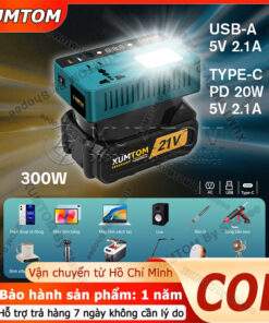 INVERTER 300W Pin Makita 21V Sang AC220V,Đế Chuyển Đổi Nguồn Không Dây,Chân Pin Phổ Thông 4cm,Màn Hình LED & Nút Bật