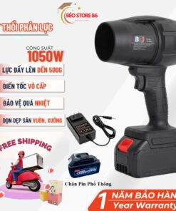 Máy Thổi Phản Lực Siêu Mạnh Pin 10cell, Quạt Thổi Phản Lực 1050W Thổi Bụi-Lá-Rác, Máy Thổi Bụi Động Cơ Lõi Đồng Không Ch