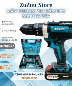 Máy khoan cầm tay pin Makita 72V GONA, 3 chức năng khoan tường,bắt vít,khoan sắt tặng 24 phụ kiện - GONA027