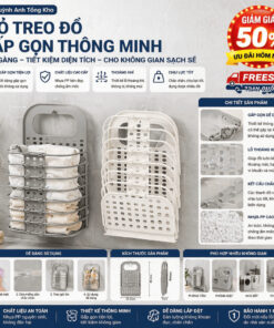 [ Mới ] Giỏ Đựng Đồ Gấp Gọn Thông Minh Tặng Móc Dính Giỏ Treo Tường Đựng Quần Áo Đồ Dùng Nhà Tắm