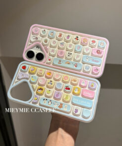 Mới Ins Màu Nâu Dễ Thương Bánh Quy Họa Tiết Động Vật Bàn Phím Ốp Lưng Điện Thoại Chống Rơi Cho iPhone 16 Promax 15 Promax 11 12 13 Mini 14plus 11 Pro Max X XS XR XS Max 78 7Plus