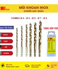 Mũi Khoan Inox HSS-Co M35 Cobalt Chuôi Lục Giác EMITech Ø4-12mm - Khoan Inox 304, Sắt, Thép, Nhôm, Đồng