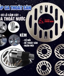 Nắp ga đế thoát sàn Inox có lỗ cắm cút chia thoát nước máy giặt và cổ nối có ngăn mùi Minh House