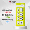 Ổ điện đa năng USB SIVREN, ổ cắm điện thông minh 2200W dây dài an toàn chống giật, Màu Ngẫu Nhiên