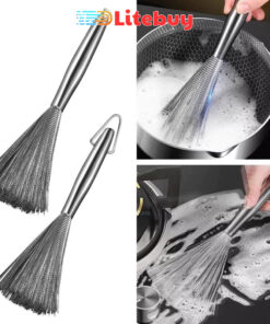 PVN72986 Chổi Inox 304 Chuyên Dùng Cọ Chà Rửa Nồi, Chảo Siêu Sạch, Nhanh Chóng Loại Bỏ Vết Bẩn, Có Móc Treo