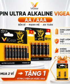 Pin AA / Pin AAA Ultra Alkaline Vigear Vỉ 8 Viên Chính Hãng dành cho đồng hồ điều khiển Tuổi Thọ 10 Năm