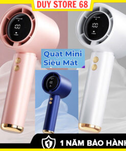 Quạt mini cầm tay M2 5000mAh di động có thể sạc gió mạnh 100 tốc độ turbo phản lực màn hình hiển thị pin tặng dây đeo
