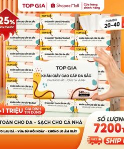 [SIÊU TIẾT KIỆM] Giấy ăn rút Topgia đa sắc cao cấp 240 tờ 4 lớp, dập vân 4D, mềm mịn, thấm hút tốt