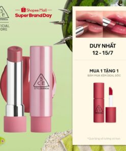 Son Bóng 3CE Glazy Lip Glow Dưỡng Môi Căng Mọng, Mềm Mịn, Lên Màu Chuẩn Sắc, Không Bết Dính, Tự Nhiên