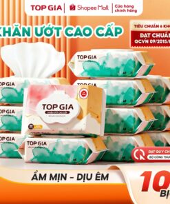 [TOP BÁN CHẠY] Khăn ướt cao cấp Topgia 80 tờ mềm mại, không cồn, không parabens dành cho mẹ và bé