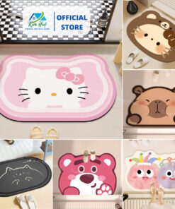 Thảm lau chân, thảm chùi chân nhà bếp bali đế cao su chống trơn trượt kitty 40x60cm Kim Huệ X01