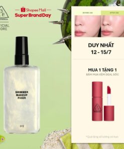 Xịt Khóa Nền 3CE Shimmer Makeup Fixer Tia Sương Mỏng Nhẹ, Bền Chắc Lâu Trôi, Hiệu Quả Giữ Ẩm Căng Bóng