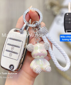< chìa gập 2 nút > ốp chìa khoá Kia Morning - Kia Soluto , K3, Rondo, Rio, Seltos, Sorento Viền Bạc Cao Cấp