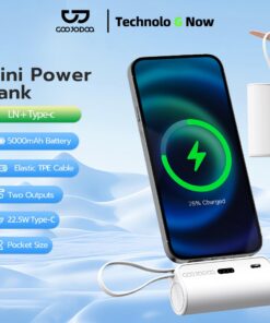 sạc dự phòng mini GOOJODOQ 2024 không dây di động có phích cắm Type-C và Light-ning