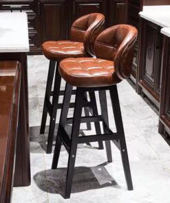 ▽Ghế quầy bar gỗ đặc ghế quầy bar tựa lưng cao đơn giản